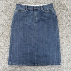 Vintage‎ Gap Denim Skirt Womens 10 Blue Cotton Stretch Medium Wash Back Slit Y2K